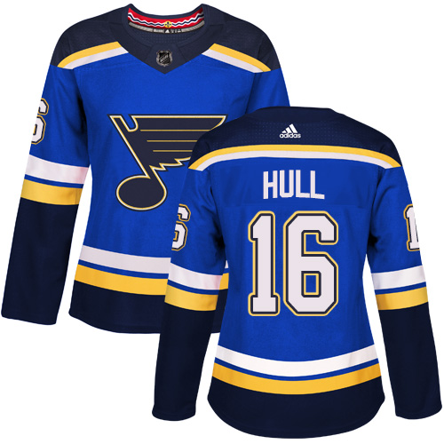 Adidas Blues #16 Brett Hull Blue Home Authentic Women's Stitched NHL Jersey